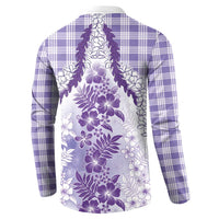 Aloha Hawaii Palaka Button Sweatshirt Purple Plumeria Lei LT05 - Polynesian Pride