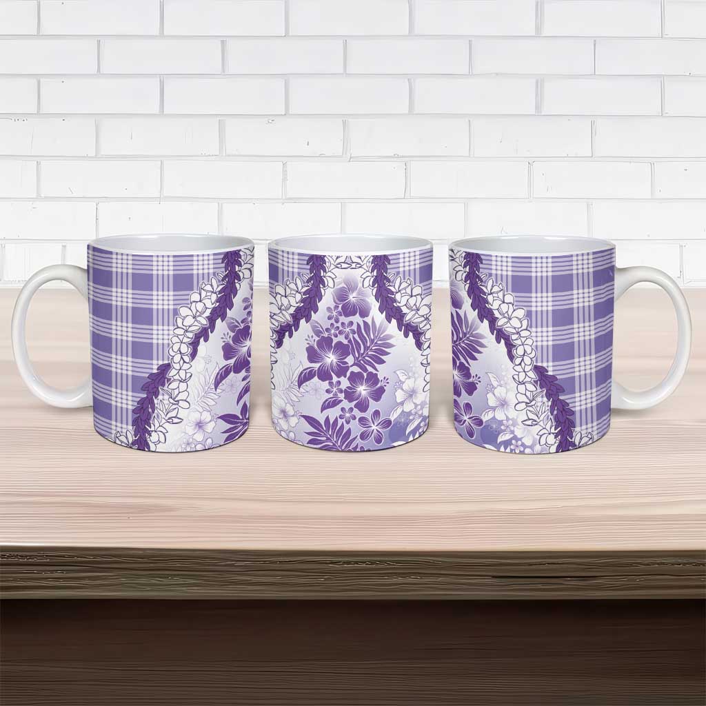 Aloha Hawaii Palaka Ceramic Mug Purple Plumeria Lei LT05 - Polynesian Pride