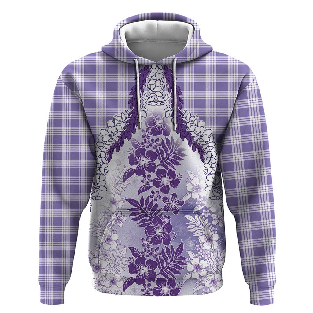 Aloha Hawaii Palaka Hoodie Purple Plumeria Lei LT05 Pullover Hoodie Purple - Polynesian Pride