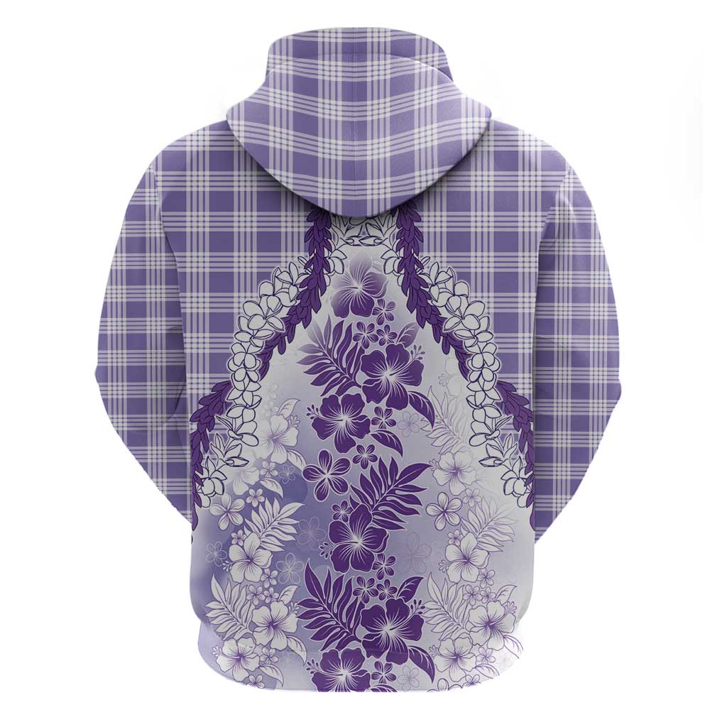 Aloha Hawaii Palaka Hoodie Purple Plumeria Lei LT05 - Polynesian Pride