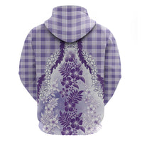 Aloha Hawaii Palaka Hoodie Purple Plumeria Lei LT05 - Polynesian Pride