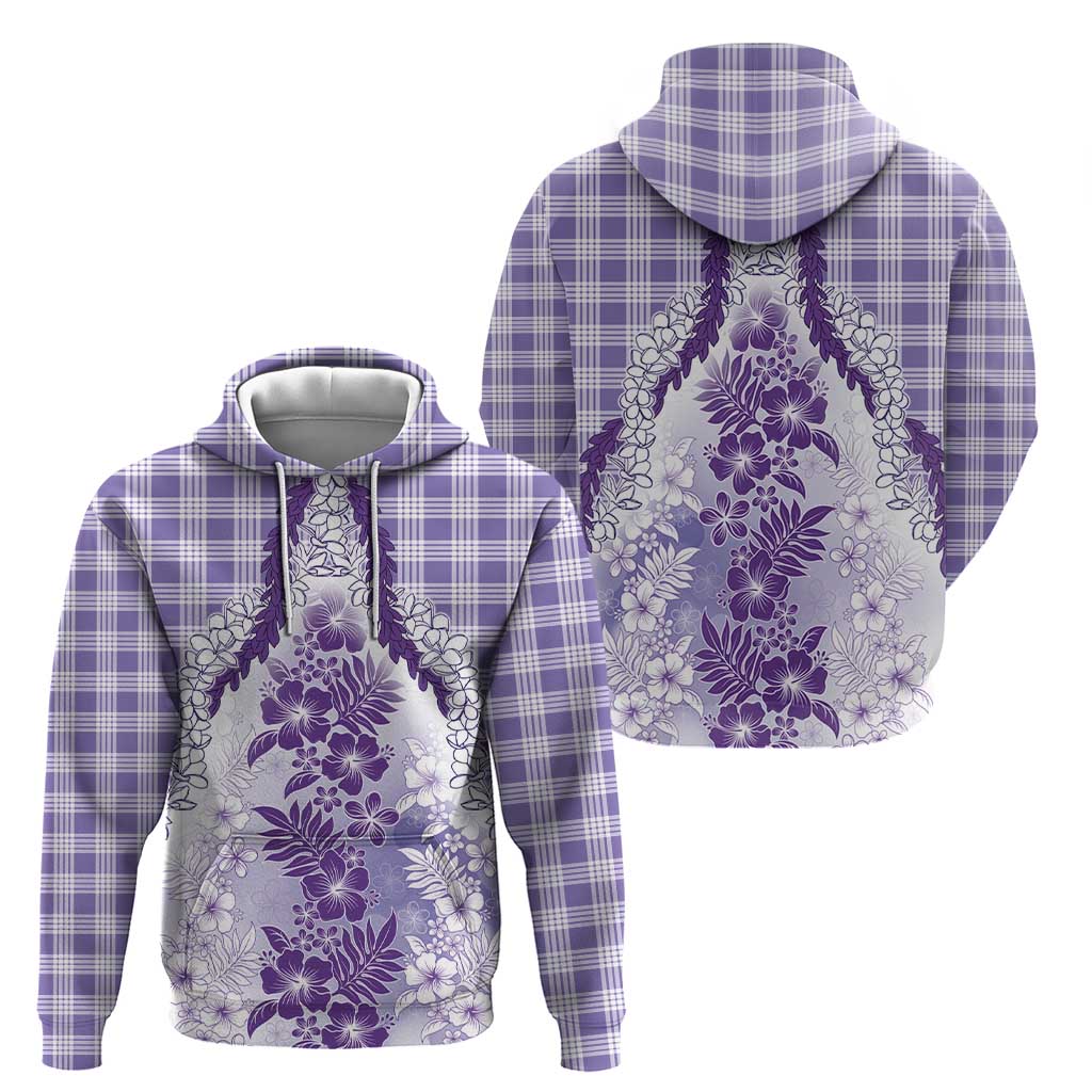 Aloha Hawaii Palaka Hoodie Purple Plumeria Lei LT05 - Polynesian Pride