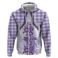 Aloha Hawaii Palaka Hoodie Purple Plumeria Lei LT05 Zip Hoodie Purple - Polynesian Pride