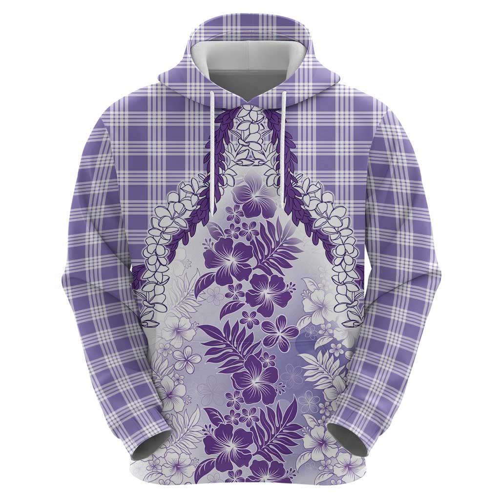 Aloha Hawaii Palaka Hoodie Purple Plumeria Lei LT05 - Polynesian Pride
