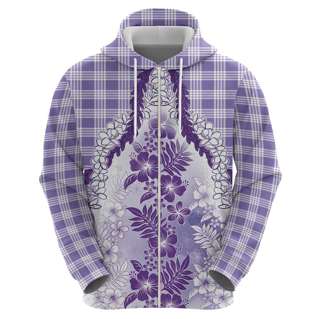 Aloha Hawaii Palaka Hoodie Purple Plumeria Lei LT05 - Polynesian Pride