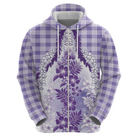 Aloha Hawaii Palaka Hoodie Purple Plumeria Lei LT05 - Polynesian Pride