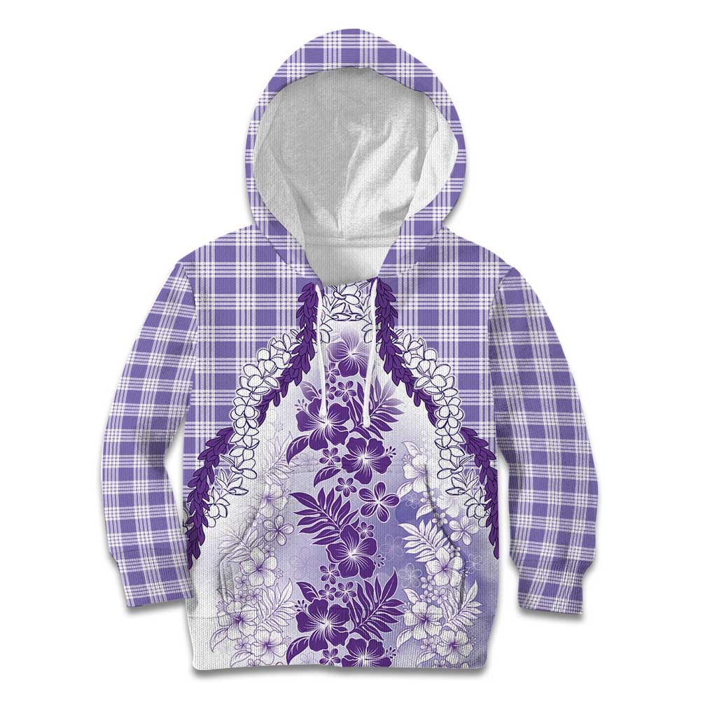 Aloha Hawaii Palaka Kid Hoodie Purple Plumeria Lei LT05 Hoodie Purple - Polynesian Pride