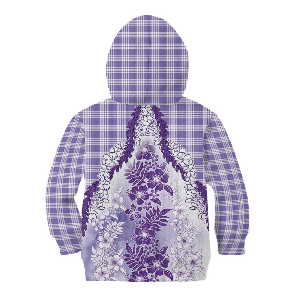 Aloha Hawaii Palaka Kid Hoodie Purple Plumeria Lei LT05 - Polynesian Pride