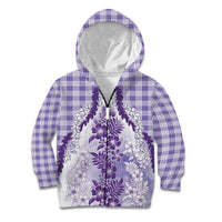 Aloha Hawaii Palaka Kid Hoodie Purple Plumeria Lei LT05 Zip Hoodie Purple - Polynesian Pride