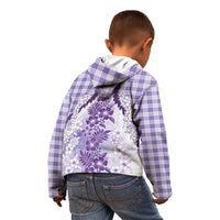 Aloha Hawaii Palaka Kid Hoodie Purple Plumeria Lei LT05 - Polynesian Pride