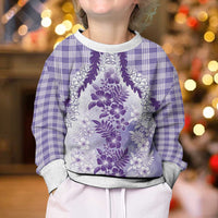 Aloha Hawaii Palaka Kid Ugly Christmas Sweater Purple Plumeria Lei LT05 - Polynesian Pride