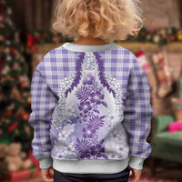 Aloha Hawaii Palaka Kid Ugly Christmas Sweater Purple Plumeria Lei LT05 - Polynesian Pride