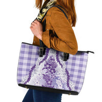 Aloha Hawaii Palaka Leather Tote Bag Purple Plumeria Lei LT05 Purple - Polynesian Pride