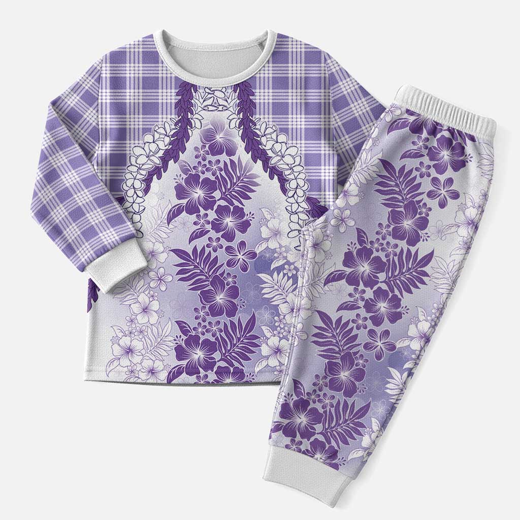 Aloha Hawaii Palaka Christmas Pajama Set Purple Plumeria Lei LT05 Men Purple - Polynesian Pride
