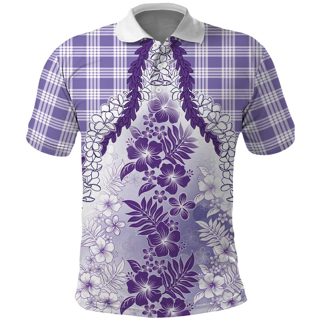 Aloha Hawaii Palaka Polo Shirt Purple Plumeria Lei LT05 Purple - Polynesian Pride