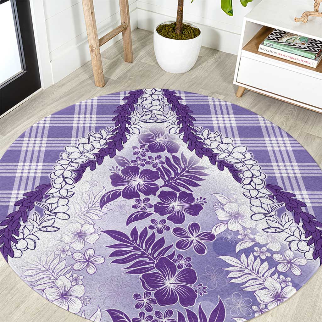 Aloha Hawaii Palaka Round Carpet Purple Plumeria Lei LT05 Purple - Polynesian Pride