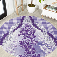 Aloha Hawaii Palaka Round Carpet Purple Plumeria Lei LT05 Purple - Polynesian Pride