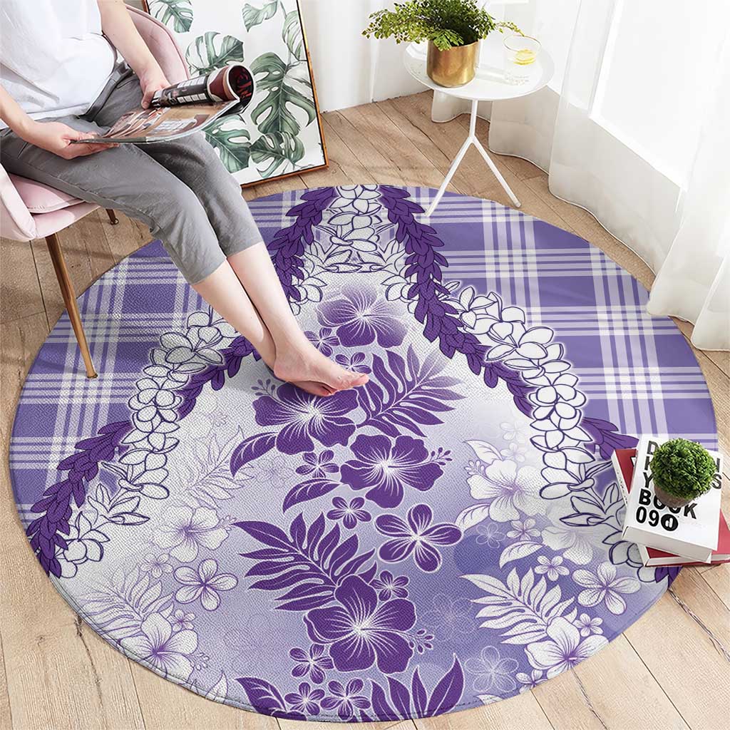 Aloha Hawaii Palaka Round Carpet Purple Plumeria Lei LT05 - Polynesian Pride