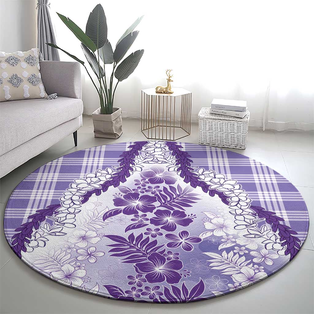 Aloha Hawaii Palaka Round Carpet Purple Plumeria Lei LT05 - Polynesian Pride