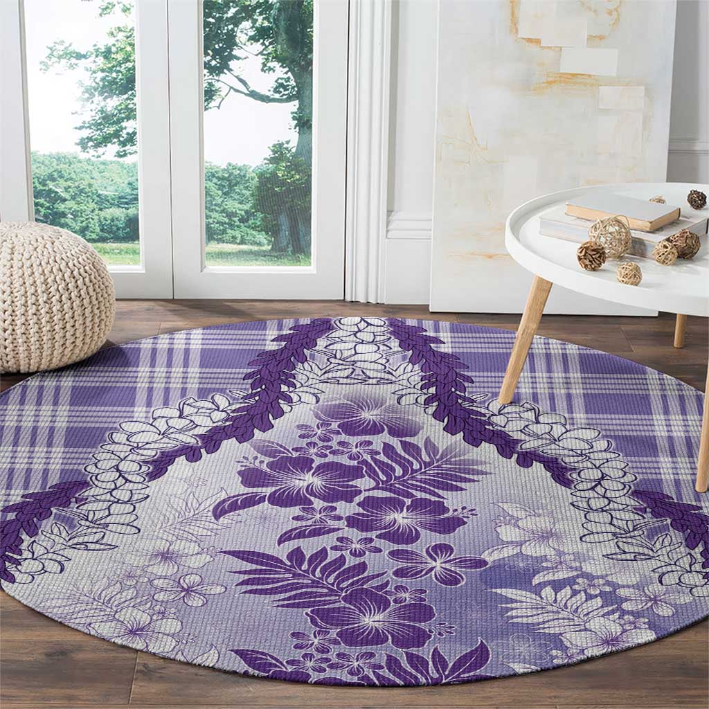 Aloha Hawaii Palaka Round Carpet Purple Plumeria Lei LT05 - Polynesian Pride