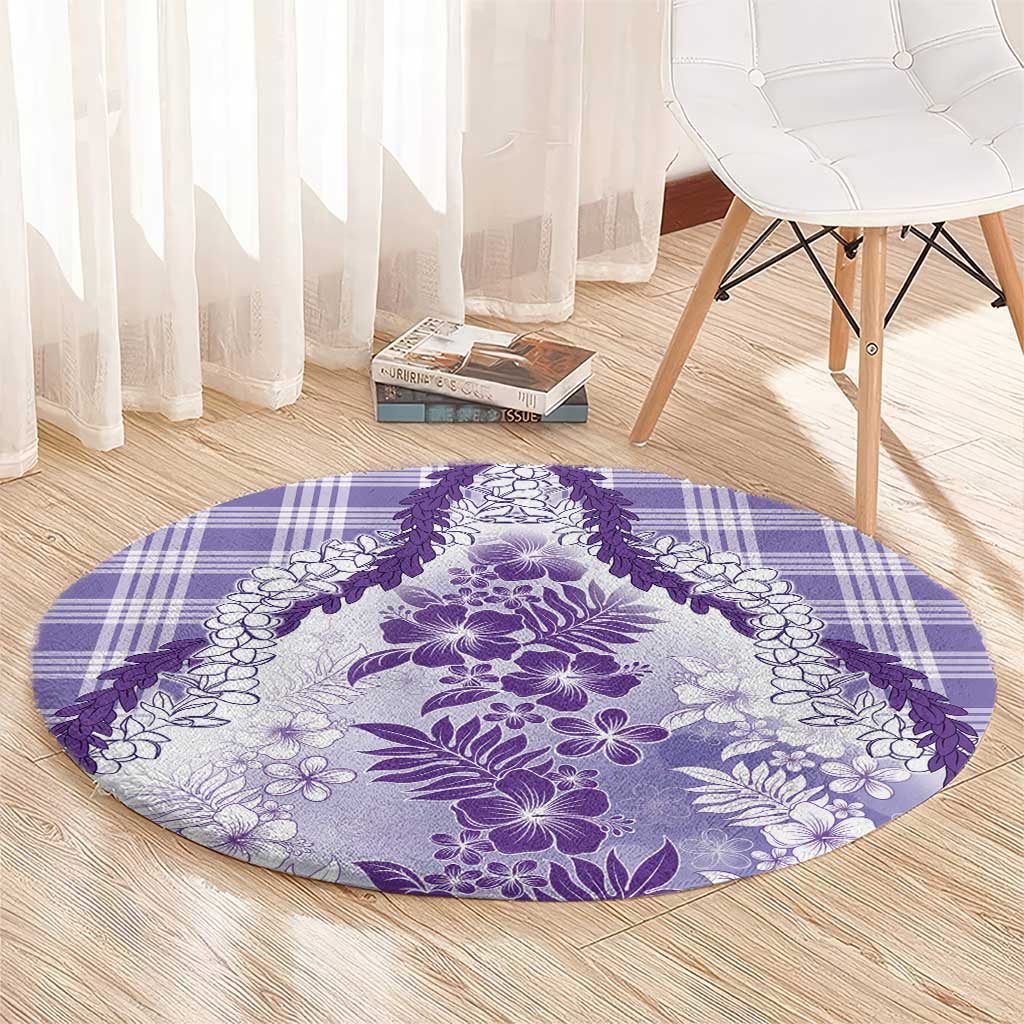 Aloha Hawaii Palaka Round Carpet Purple Plumeria Lei LT05 - Polynesian Pride