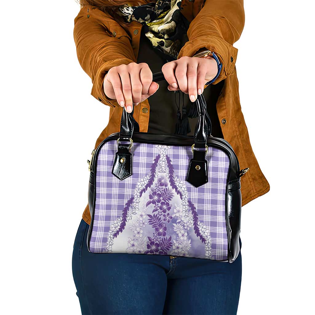 Aloha Hawaii Palaka Shoulder Handbag Purple Plumeria Lei LT05 One Size Purple - Polynesian Pride