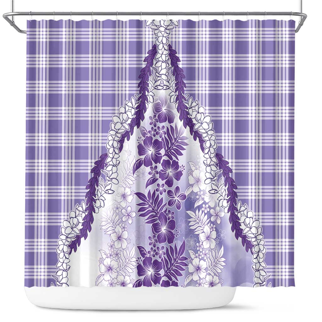 Aloha Hawaii Palaka Shower Curtain Purple Plumeria Lei LT05 Purple - Polynesian Pride
