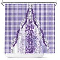Aloha Hawaii Palaka Shower Curtain Purple Plumeria Lei LT05 Purple - Polynesian Pride