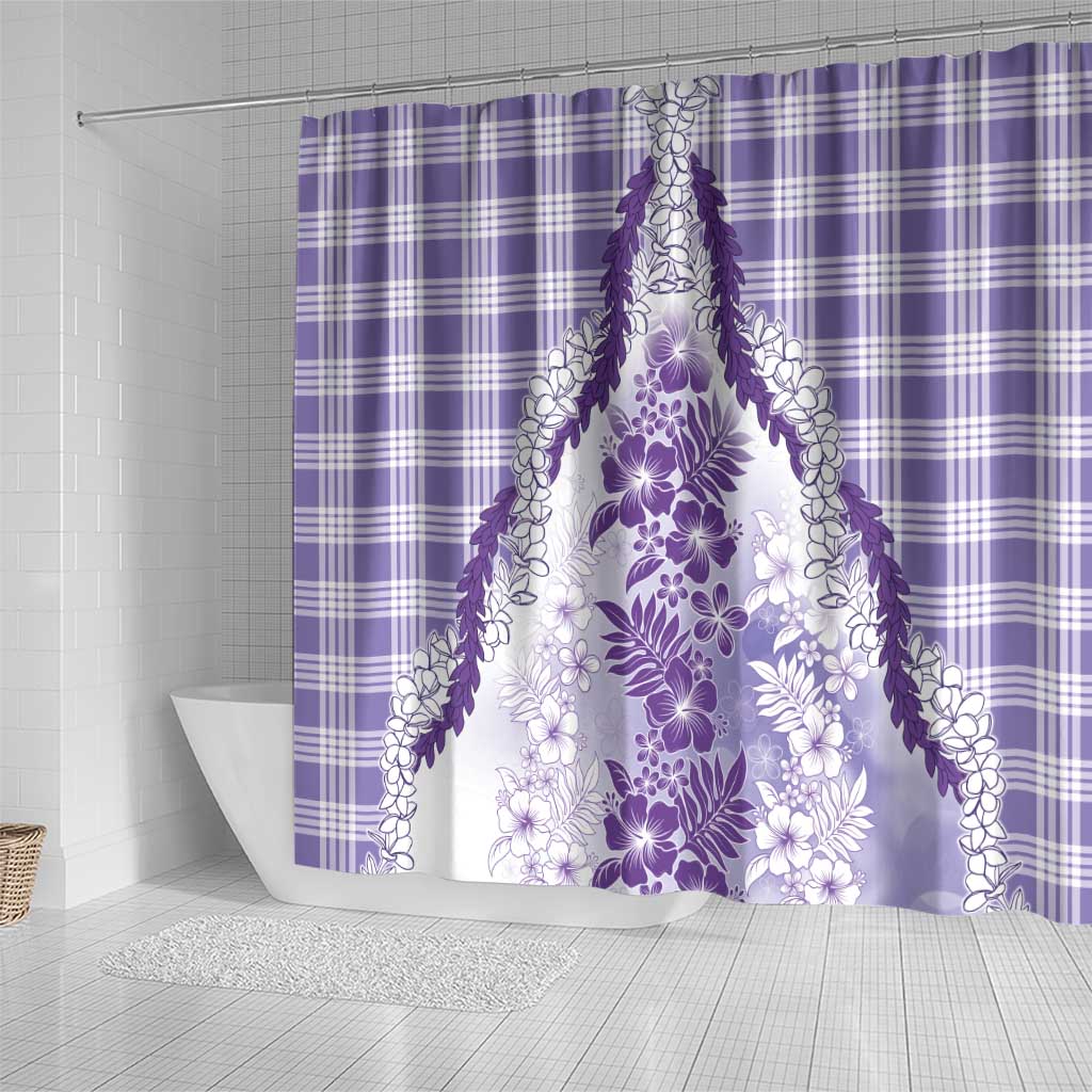 Aloha Hawaii Palaka Shower Curtain Purple Plumeria Lei LT05 - Polynesian Pride
