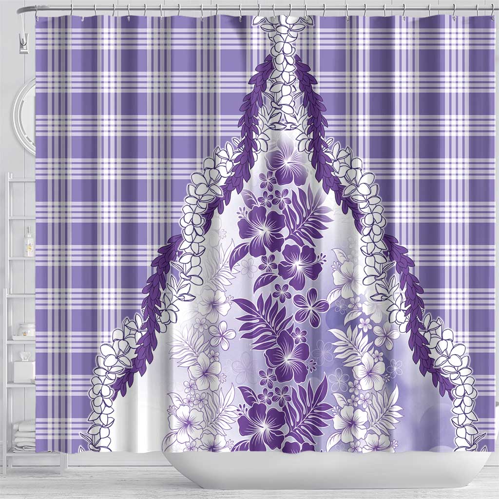 Aloha Hawaii Palaka Shower Curtain Purple Plumeria Lei LT05 - Polynesian Pride
