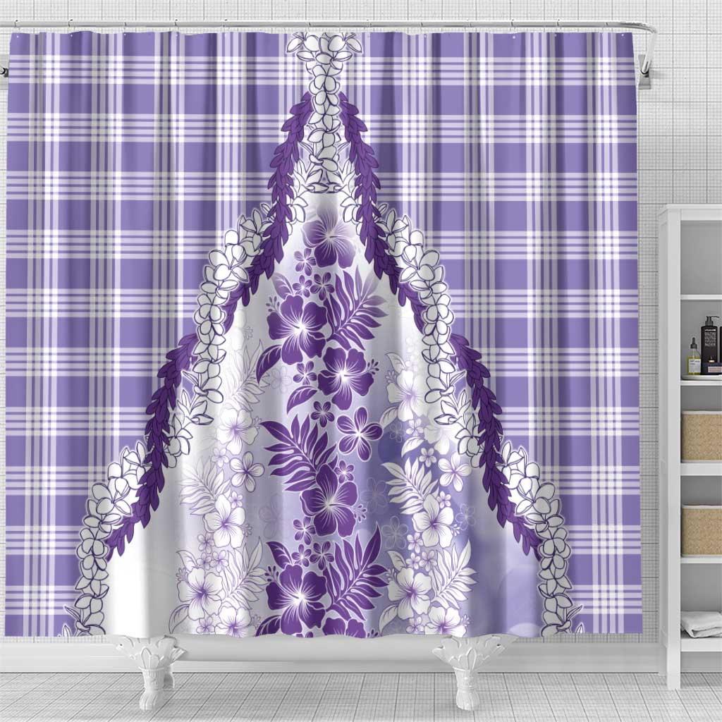 Aloha Hawaii Palaka Shower Curtain Purple Plumeria Lei LT05 - Polynesian Pride