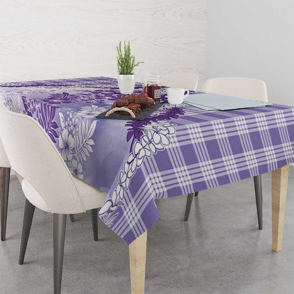 Aloha Hawaii Palaka Tablecloth Purple Plumeria Lei LT05 - Polynesian Pride