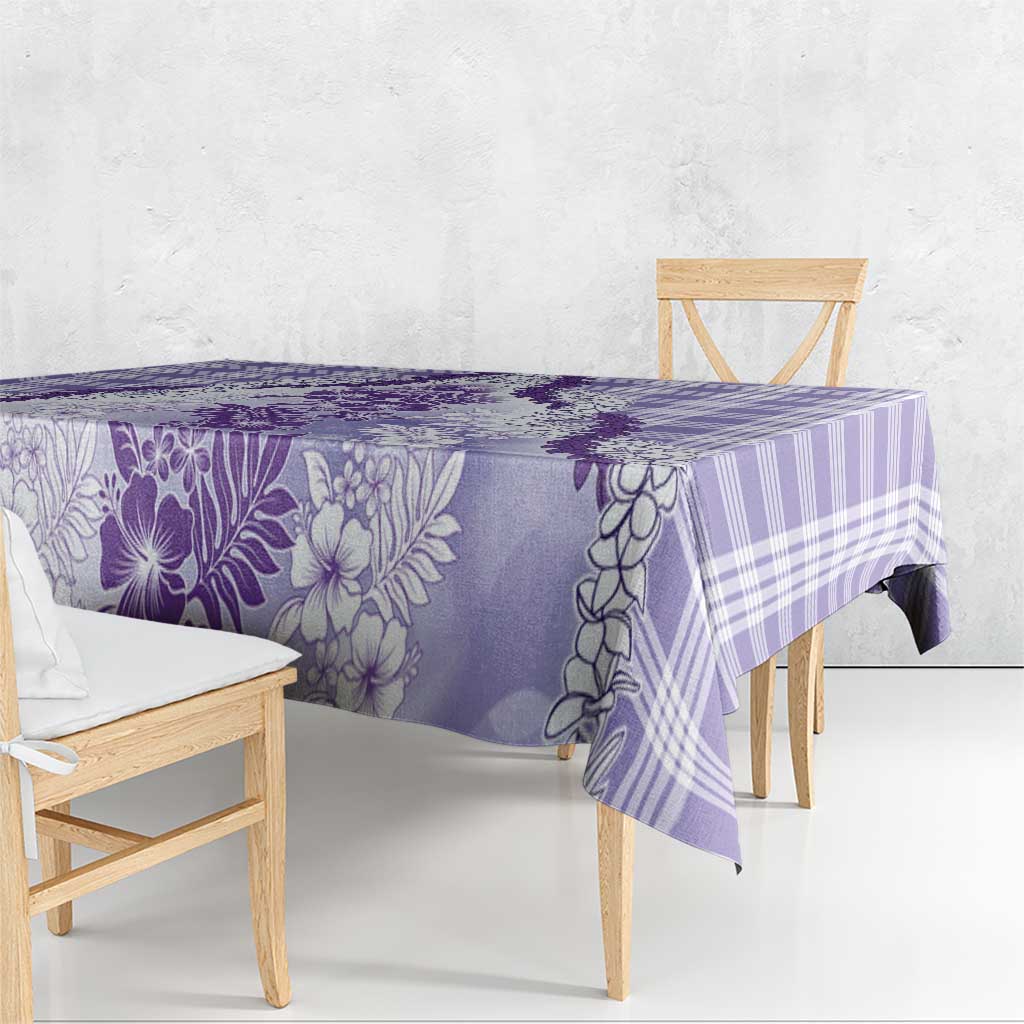 Aloha Hawaii Palaka Tablecloth Purple Plumeria Lei LT05 - Polynesian Pride