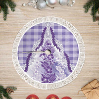 Aloha Hawaii Palaka Tree Skirt Purple Plumeria Lei LT05 Fringed Purple - Polynesian Pride