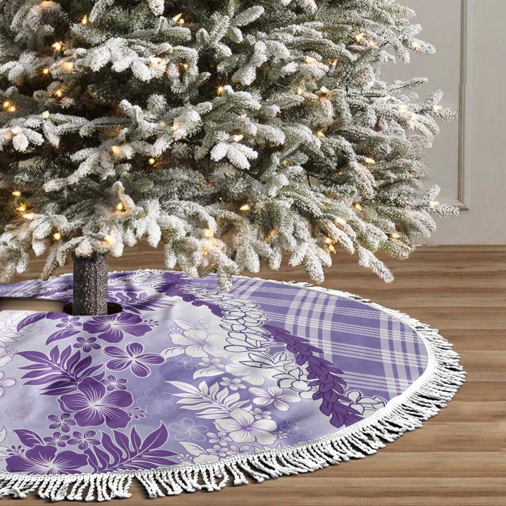 Aloha Hawaii Palaka Tree Skirt Purple Plumeria Lei LT05 - Polynesian Pride