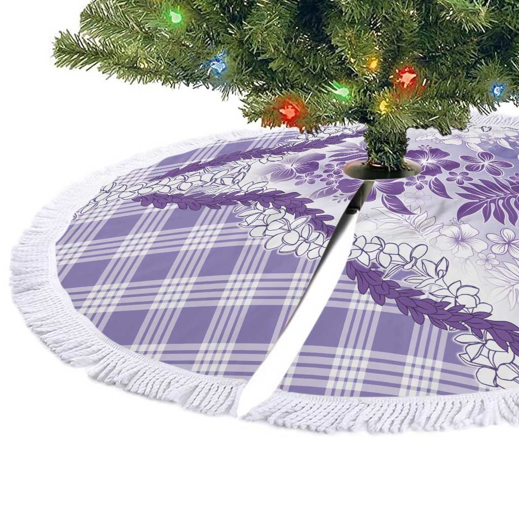 Aloha Hawaii Palaka Tree Skirt Purple Plumeria Lei LT05 - Polynesian Pride
