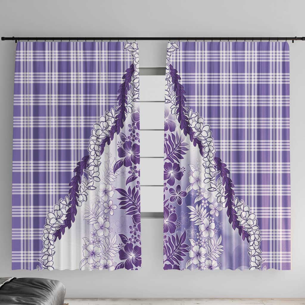 Aloha Hawaii Palaka Window Curtain Purple Plumeria Lei LT05 With Hooks Purple - Polynesian Pride
