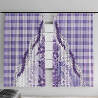 Aloha Hawaii Palaka Window Curtain Purple Plumeria Lei LT05 With Hooks Purple - Polynesian Pride