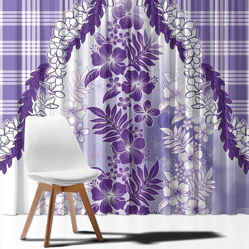 Aloha Hawaii Palaka Window Curtain Purple Plumeria Lei LT05 - Polynesian Pride