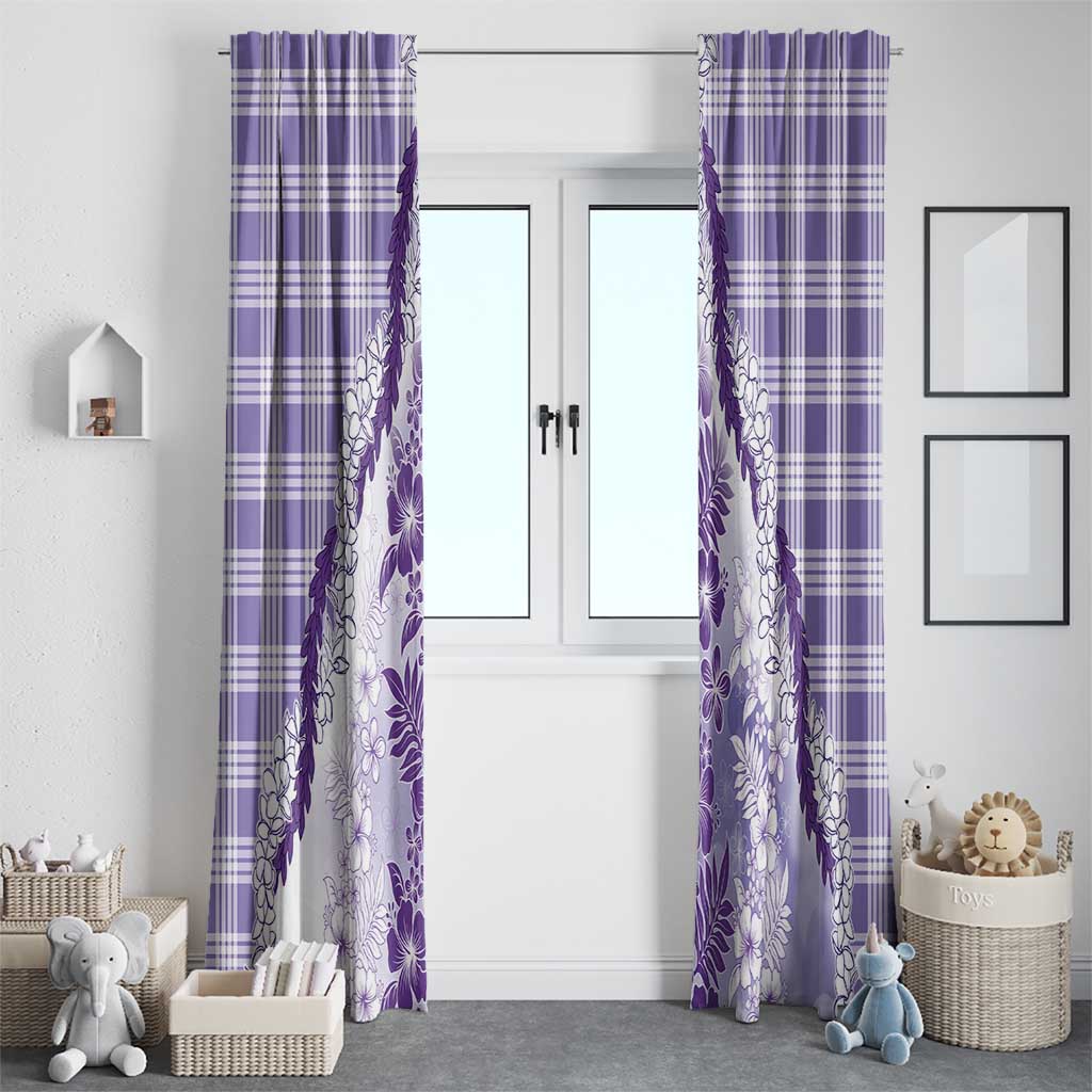 Aloha Hawaii Palaka Window Curtain Purple Plumeria Lei LT05 - Polynesian Pride