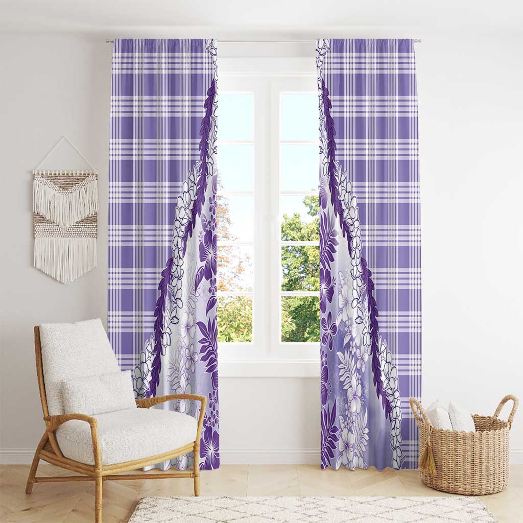 Aloha Hawaii Palaka Window Curtain Purple Plumeria Lei LT05 - Polynesian Pride