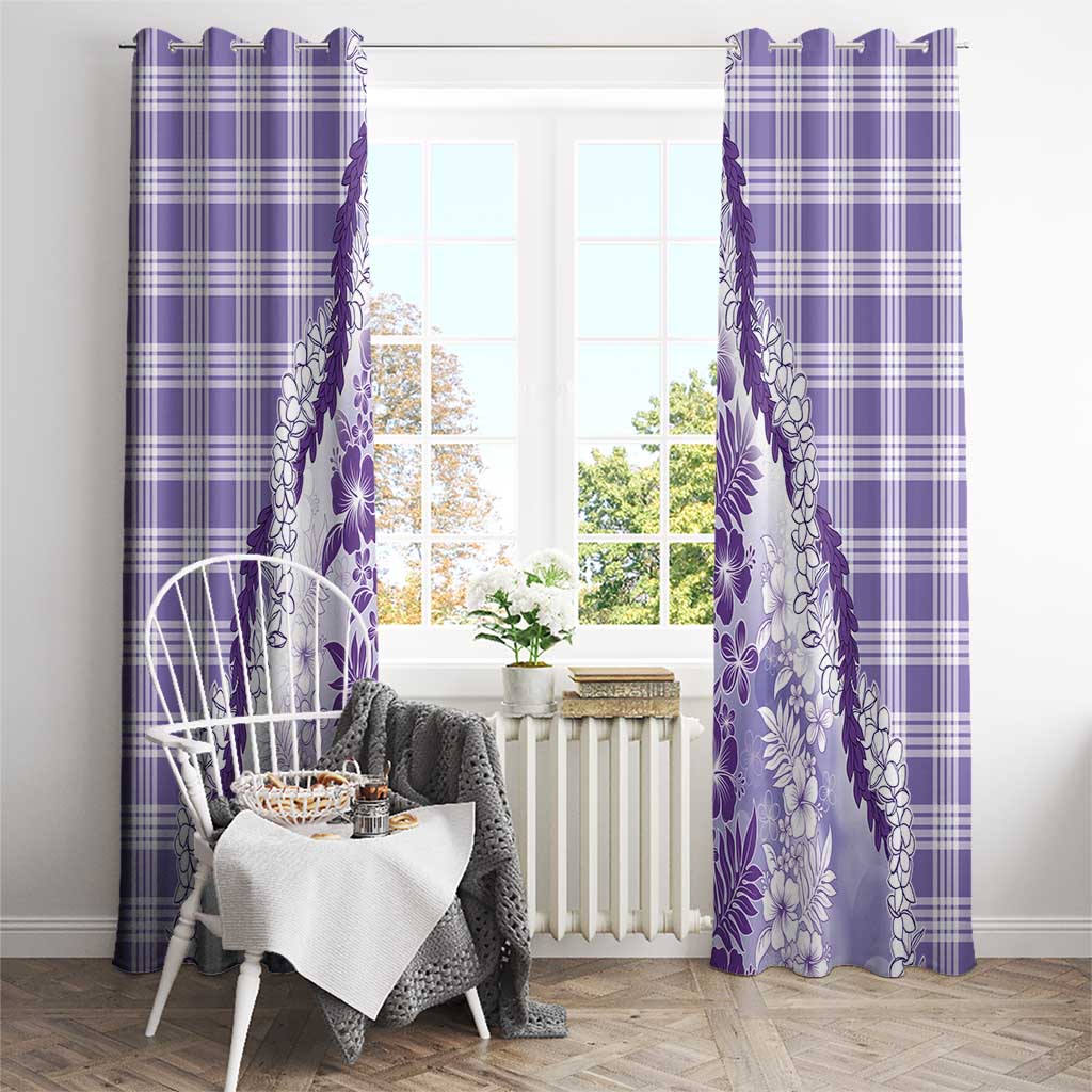 Aloha Hawaii Palaka Window Curtain Purple Plumeria Lei LT05 - Polynesian Pride