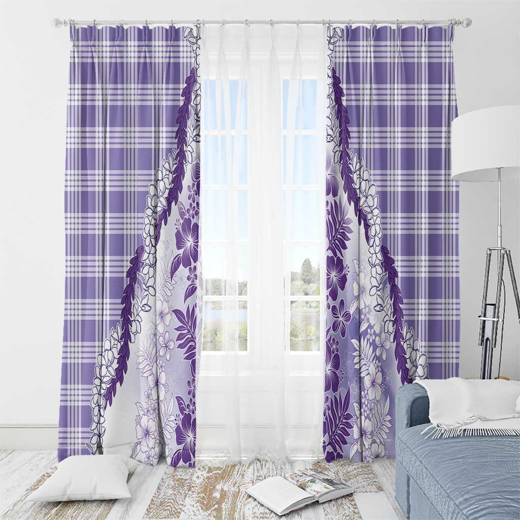 Aloha Hawaii Palaka Window Curtain Purple Plumeria Lei LT05 - Polynesian Pride