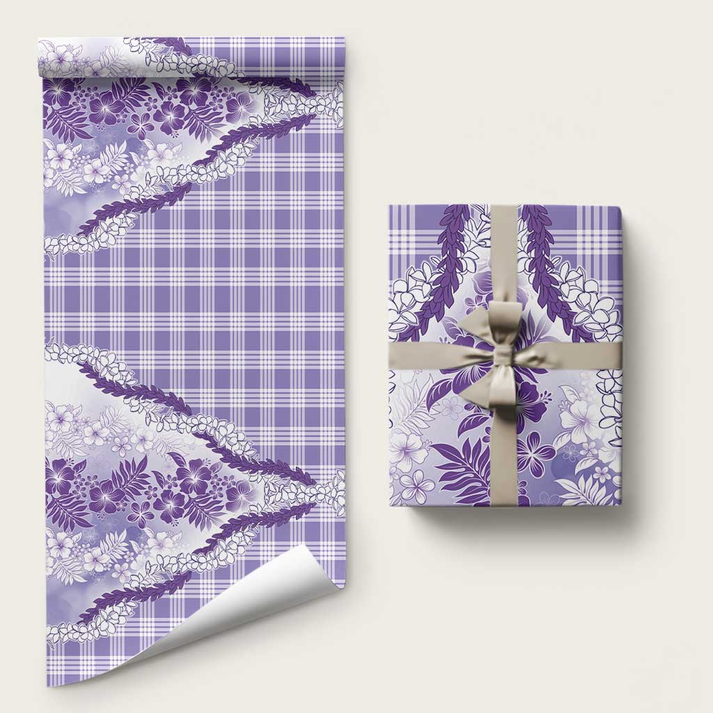 Aloha Hawaii Palaka Wrapping Paper Purple Plumeria Lei LT05 58" × 23" Purple - Polynesian Pride