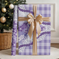 Aloha Hawaii Palaka Wrapping Paper Purple Plumeria Lei LT05 - Polynesian Pride