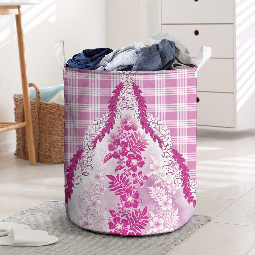 Aloha Hawaii Palaka Laundry Basket Pink Plumeria Lei LT05 Pink - Polynesian Pride