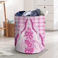 Aloha Hawaii Palaka Laundry Basket Pink Plumeria Lei LT05 Pink - Polynesian Pride