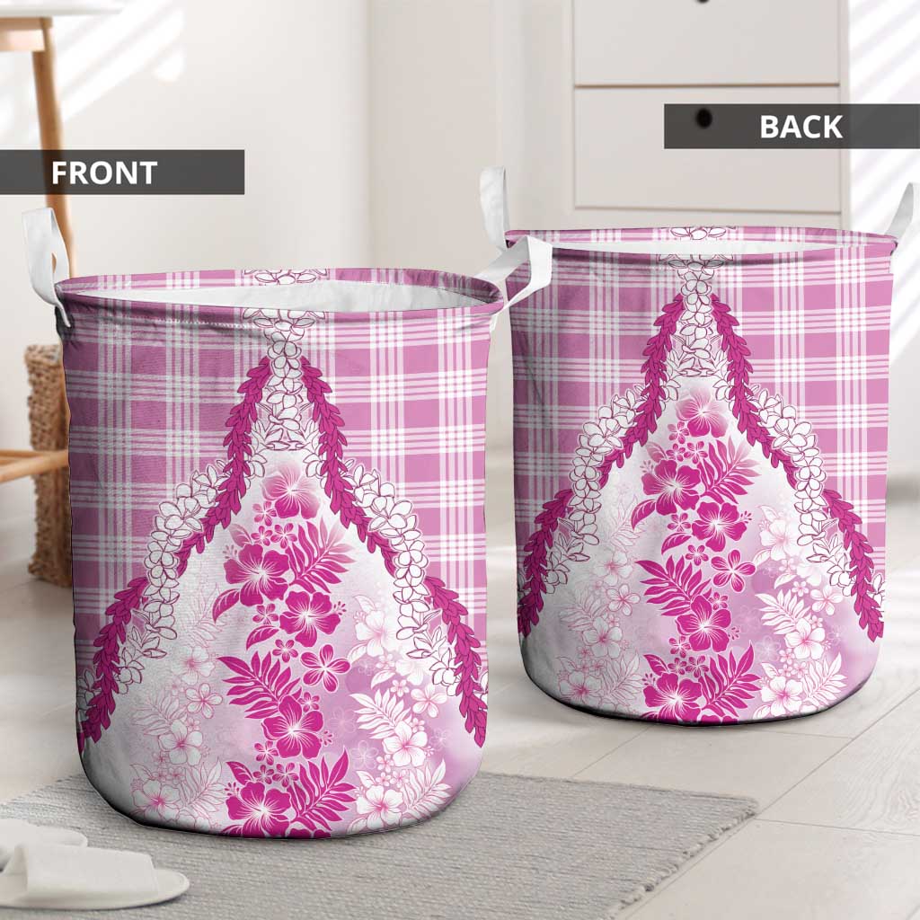 Aloha Hawaii Palaka Laundry Basket Pink Plumeria Lei LT05 - Polynesian Pride