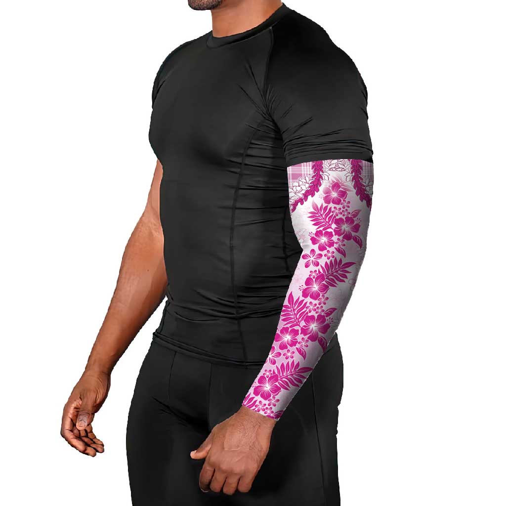 Aloha Hawaii Palaka Arm Sleeves Pink Plumeria Lei LT05 - Polynesian Pride