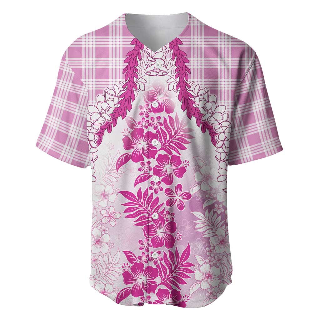 Aloha Hawaii Palaka Baseball Jersey Pink Plumeria Lei LT05 Pink - Polynesian Pride